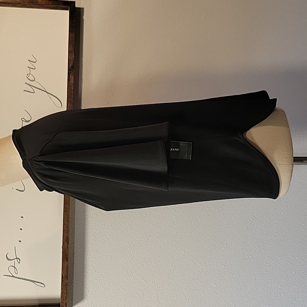 Alfani Black Draped Neck Flutter Sleeve Top - Picture 2 of 12